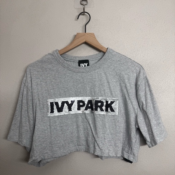 Ivy Park - Reverse Sequin Crop Top - Size Medium - Gray - Picture 2 of 9